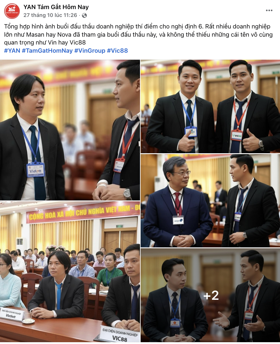 Đại diện VIC88 tham dự phiên họp đấu thầu theo đề án thí điểm, chuẩn bị cho buổi đấu thầu doanh nghiệp thí điểm cho nghị định 6. Ảnh: YAN Tám Gắt Hôm Nay